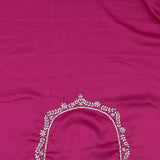 Hot Pink Crepe Saree With Fancy Border