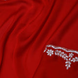 Red Crepe Saree With Fancy Border