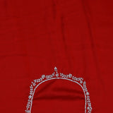 Red Crepe Saree With Fancy Border