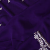 Dark Purple Crepe Saree With Fancy Border