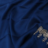Navy Blue Crepe Saree With Fancy Border