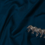 Dark Pine Green Solid Satin Saree