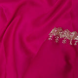Hot Pink Crepe Saree With Scallop Border