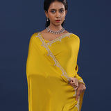 Golden Yellow Solid Satin Saree
