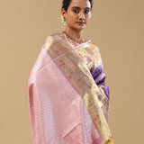 Violet Kanjivaram Silk Saree With Meenakari Border