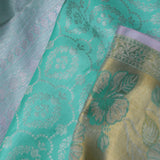 Cyan Blue Kanjivaram Silk Saree With Gold Zari Border