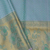 Cyan Blue Kanjivaram Silk Saree With Gold Zari Border