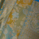 Yellow And Blue Kanjivaram Tissue Saree With Rangkat Design