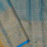 Yellow And Blue Kanjivaram Tissue Saree With Rangkat Design