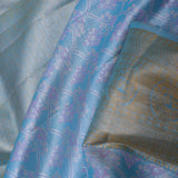 Blue Kanjivaram Silk Saree With Floral Jaal