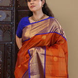 Brownish Orange Kanjivaram Silk Saree With Contrast Border