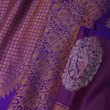 Indigo Purple Kanjivaram Silk Saree With Double Deck Border