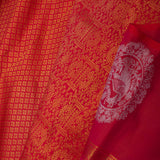 Red Kanjivaram Silk Saree With Double Deck Border