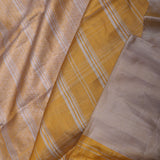 Gold Kanjivaram Tissue Saree With Horizontal Stripes