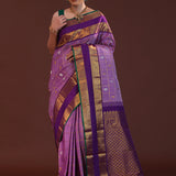 Amethyst Purple Kanjivaram Silk Saree With Checks Pattern