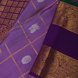 Amethyst Purple Kanjivaram Silk Saree With Checks Pattern