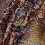 Rich Brown Kanjivaram Silk Saree With Zari Weave.