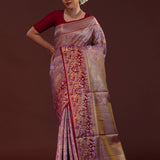 Lilac Kanjivaram Tissue Saree With Designer Meenakari Border