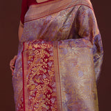 Lilac Kanjivaram Tissue Saree With Designer Meenakari Border