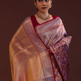 Lilac Kanjivaram Tissue Saree With Designer Meenakari Border