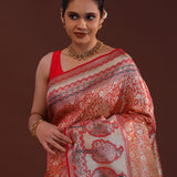 Orange Kanjivaram Tissue Saree With Designer Border