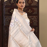 Santa Gray Banarasi Tissue Saree With Brocade Design
