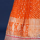Orange And Pink Banarsi Silk Lehenga Set