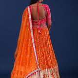 Orange And Pink Banarsi Silk Lehenga Set