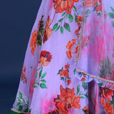 Sky Blue Organza Floral Lehenga Set