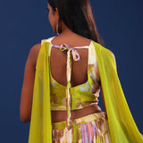 Multicolour Chinon Georgette Floral Lehenga Set