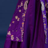 Royal Purple Crepe Silk Embroidered Lehenga Set