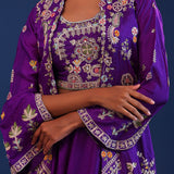Royal Purple Crepe Silk Embroidered Lehenga Set
