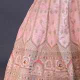 Pastel Pink Crepe Silk Sequin Work Lehenga Set