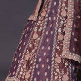 Dusty Lavender Tissue Silk Embroidered Lehenga Set