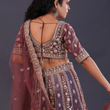 Dusty Lavender Tissue Silk Embroidered Lehenga Set