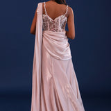 Light Pastel Pink Soft Shimmer Drape Saree