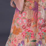 Pastel Pink Organza Floral Thread Work Lehenga Set