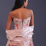 Pastel Pink Organza Floral Thread Work Lehenga Set