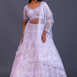 Pastel Blue Net Sequence Work Lehenga Set