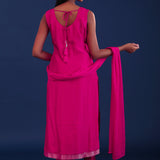 Rich Pink Banarsi Silk Kurti Set