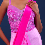 Ombre Pink Crepe Silk Embroidered Drape Saree