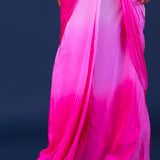 Ombre Pink Crepe Silk Embroidered Drape Saree