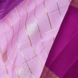 Purple Kanjivaram Kora Saree With Checks Pattern
