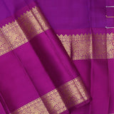 Purple Kanjivaram Kora Saree With Checks Pattern