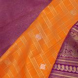 Pumpkin Orange Kanjivaram Silk Saree With Contrast Border