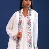 White Crepe Silk Solid Kurti Set