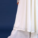 White Crepe Silk Solid Kurti Set