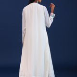 White Crepe Silk Solid Kurti Set