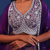 Deep Purple Georgette Indo Western Choli Set