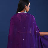 Deep Purple Georgette Indo Western Choli Set